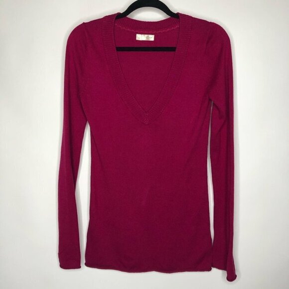 OLD NAVY V-neck Fuchsia Pink Deep-V Perfect Fit Long Sleeve Sweater SIZE SMALL - Picture 1 of 13